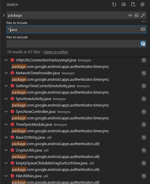 Search Box in VSCode