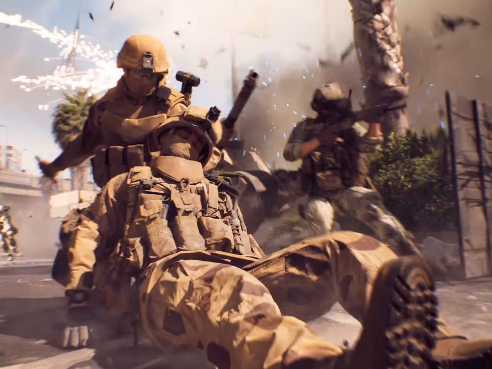 A soldier being dragged to safety